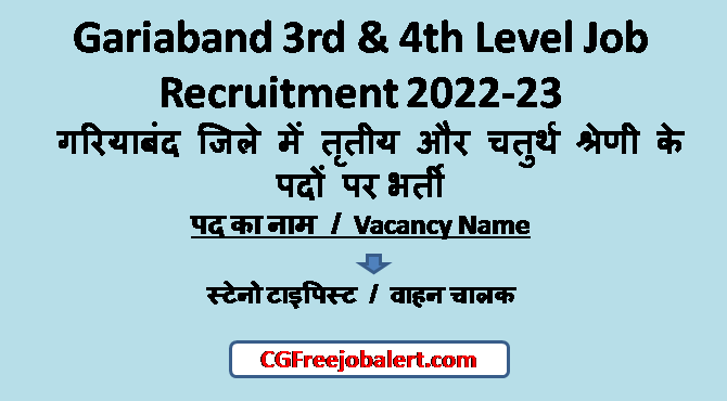 Gariaband 3rd & 4th Level Job Recruitment 