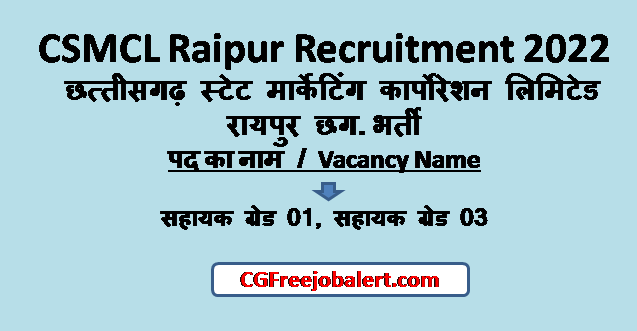 CSMCL Raipur Recruitment