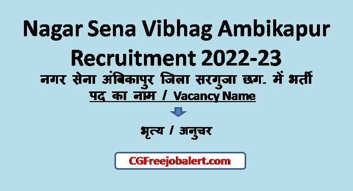Nagar Sena Vibhag Ambikapur Recruitment 
