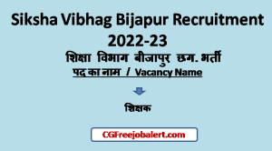 CG Siksha Vibhag Bijapur Recruitment