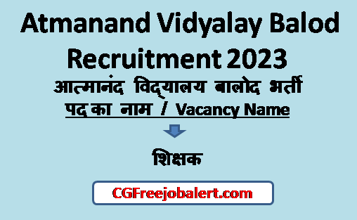 Atmanand Vidyalay Balod Recruitment
