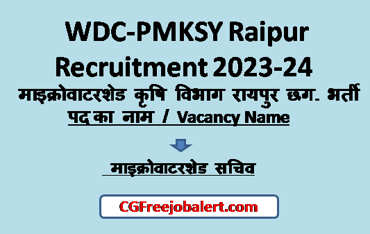 WDC-PMKSY Raipur Recruitment 2023