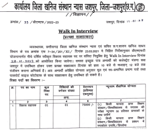 Khanij Vibhag Jashpur Recruitment 2023