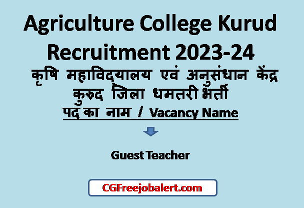 Agriculture College Kurud Recruitment 2023