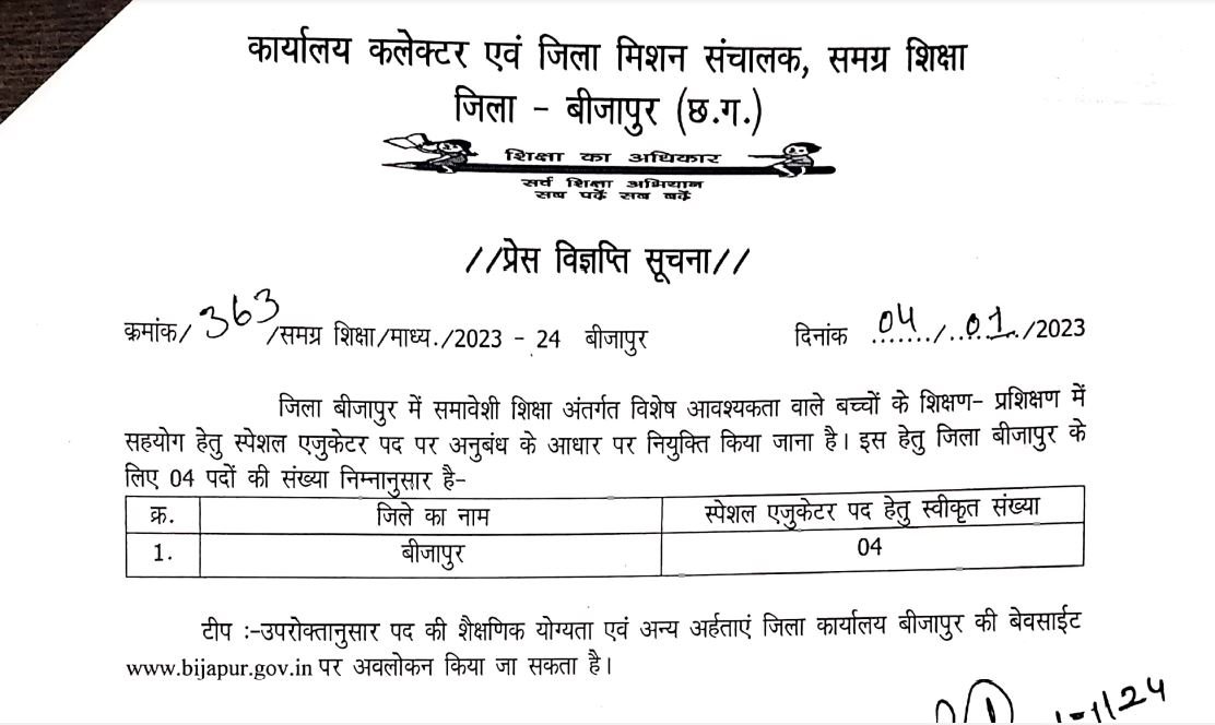 Samagra Shiksha Bijapur Recruitment