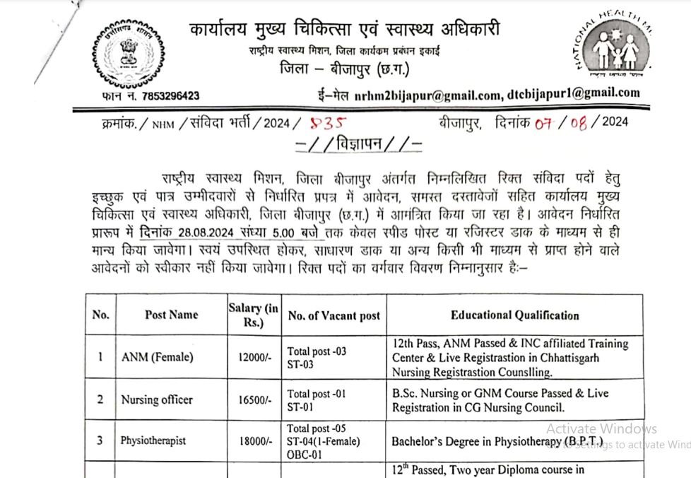 NHM Bijapur Recruitment 2024