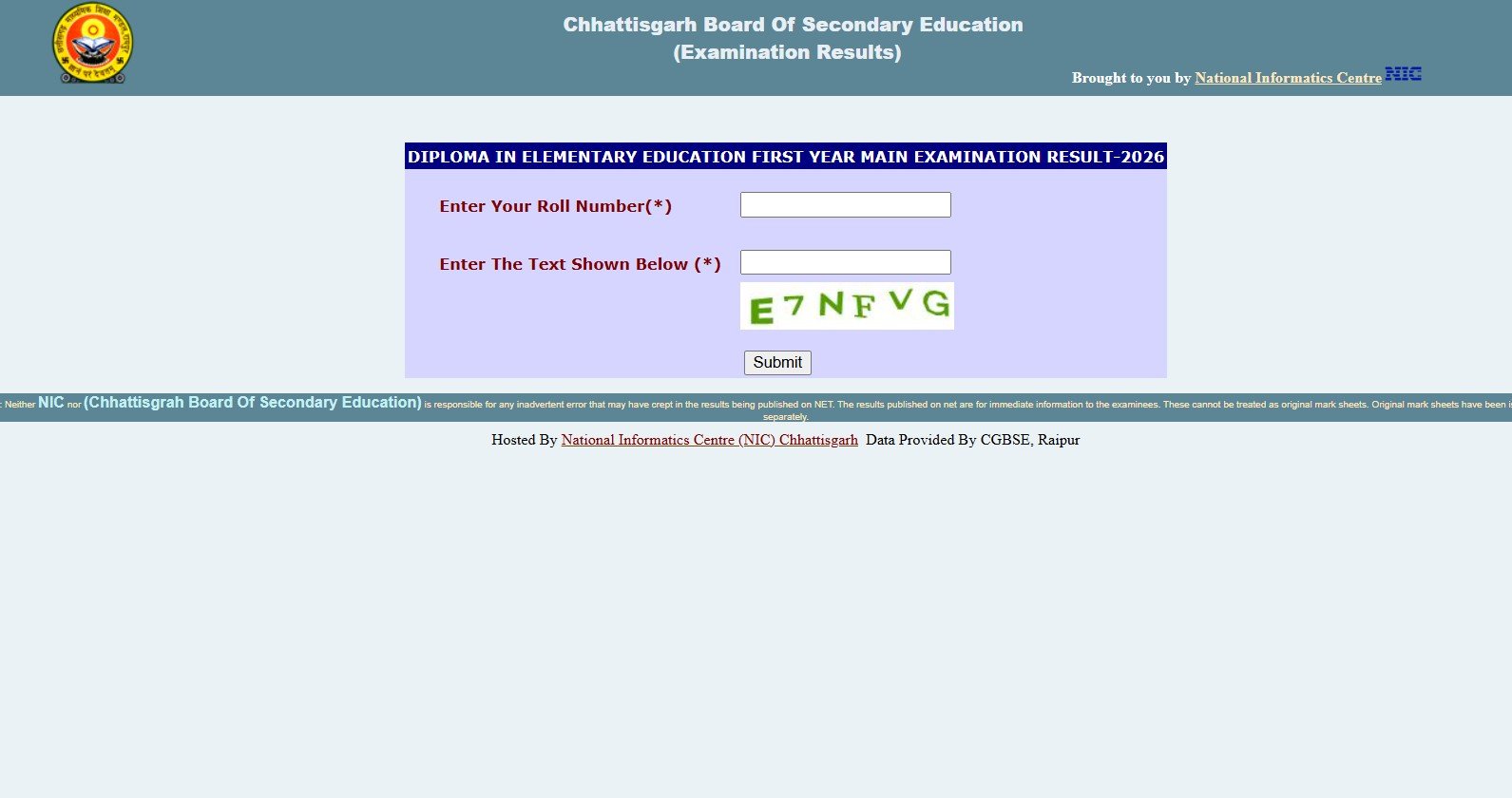 CG D.El.Ed Result 2026 Out