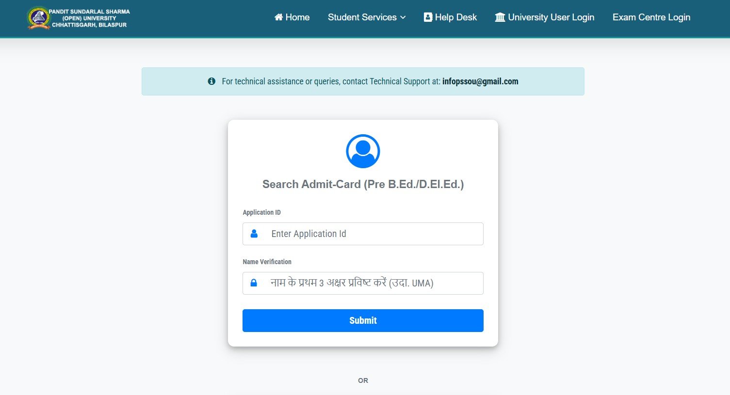PSSOU Pre B.Ed. D.El.Ed. Admit Card 2026